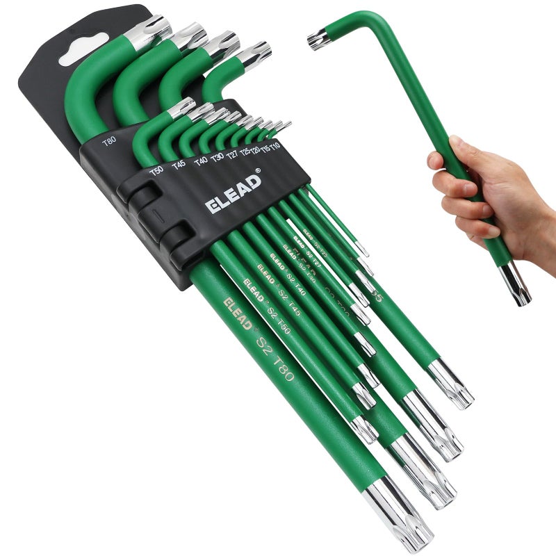 ELEAD Jumbo Torx Key Wrench Set | 13-Piece Durable S2 Star Keys | L-Shaped Long Arm Design | Sizes T10 to T80 | Automotive | Mechanic | Furniture | Professional Grade Tools - Image 1